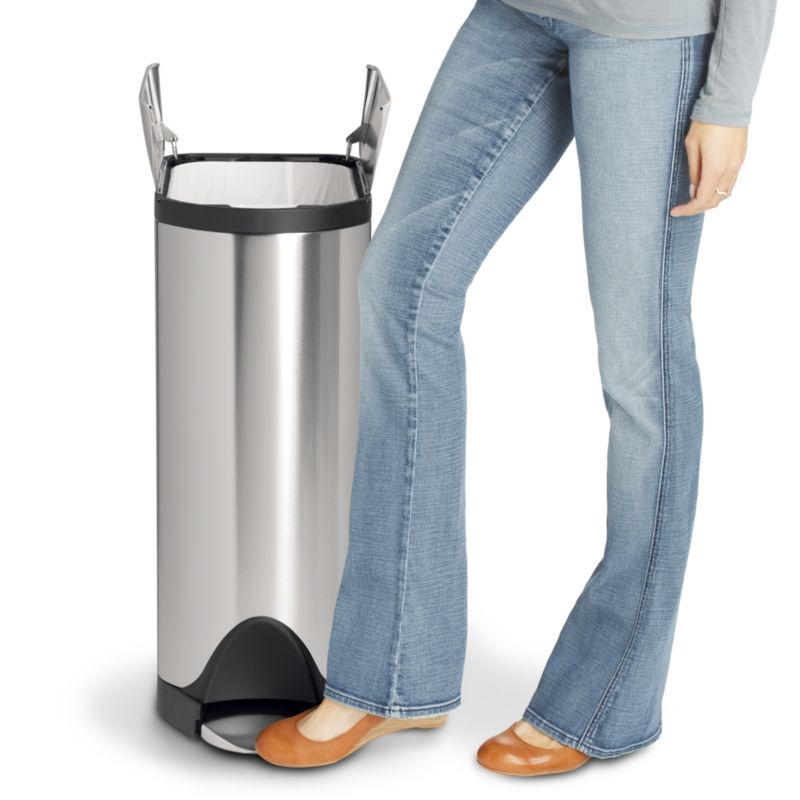 Simplehuman 45-Liter Brushed Stainless Steel Butterfly Step Trash Can - Image 2