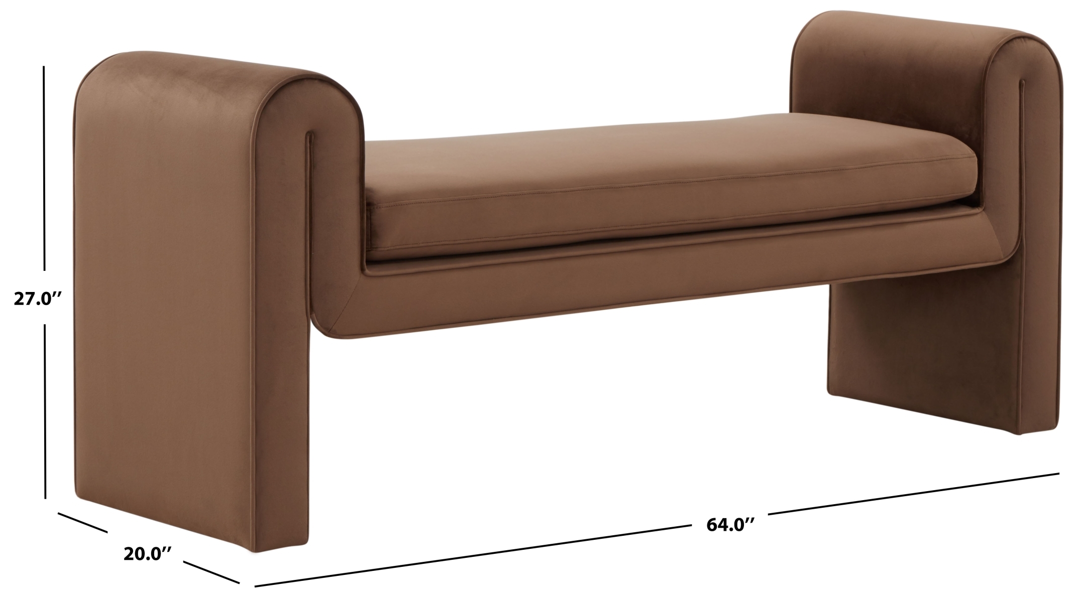 Garth Velvet Bench - Dark Brown - Image 4