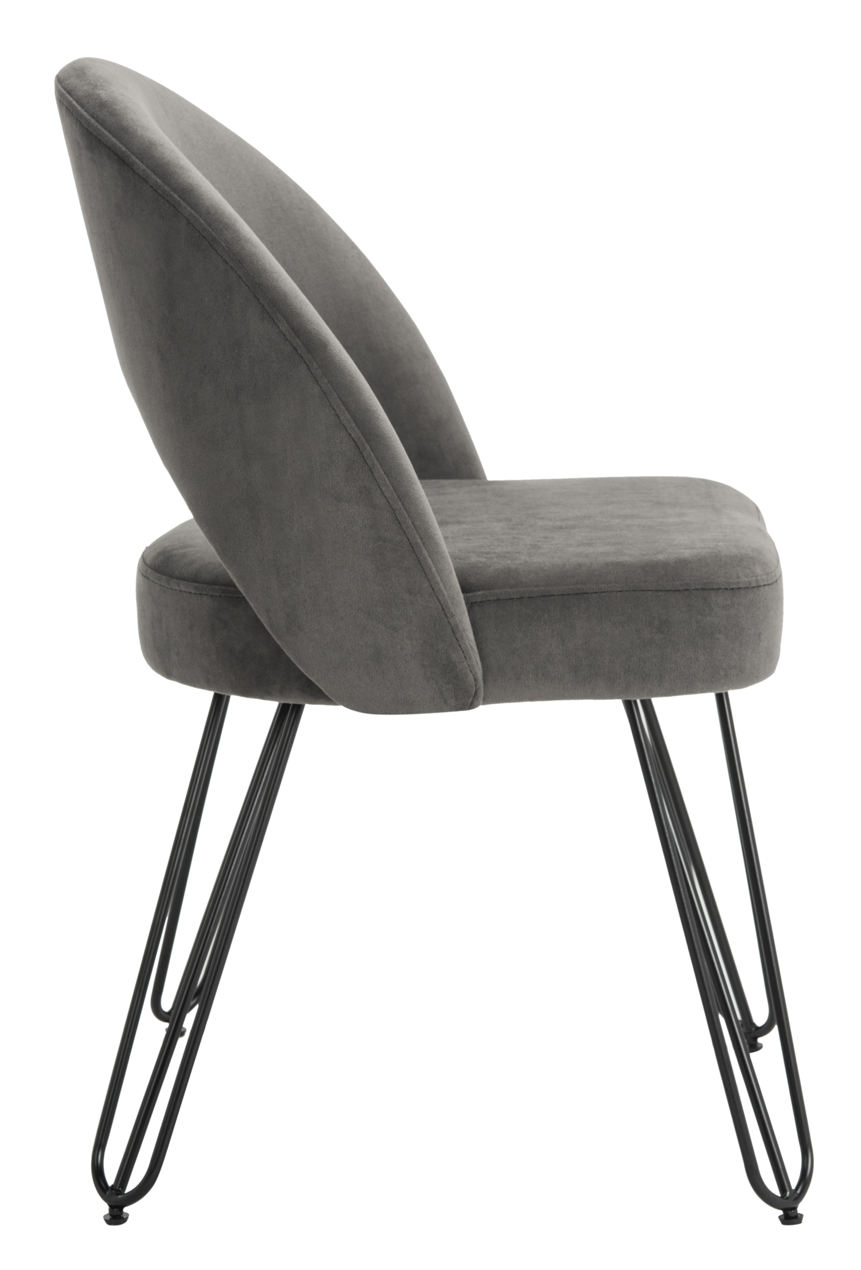 Jora Velvet Retro Dining Chair - Dark Grey - Safavieh - Image 0