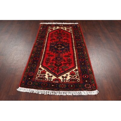 One-of-a-Kind Hand-Knotted New Age Hamedan Red 3' x 5'2" Wool Area Rug - Image 0