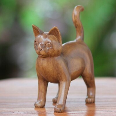 Deary Guardian Cat Wood Sculpture - Image 0
