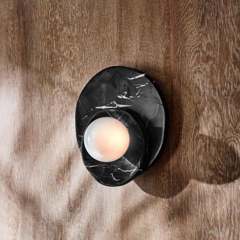Astr Black Marble Wall Sconce Set of 2 - Image 1