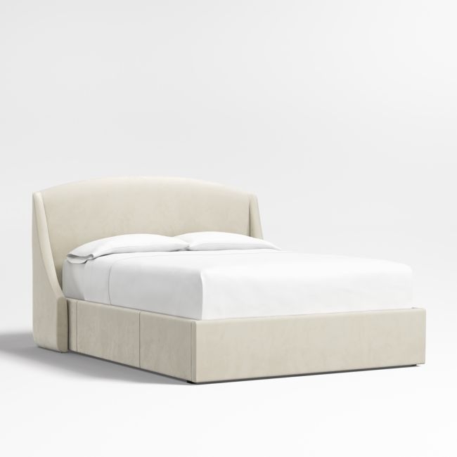 Lafayette 48" Beige Upholstered Queen Headboard with Storage Bed Base - Image 0
