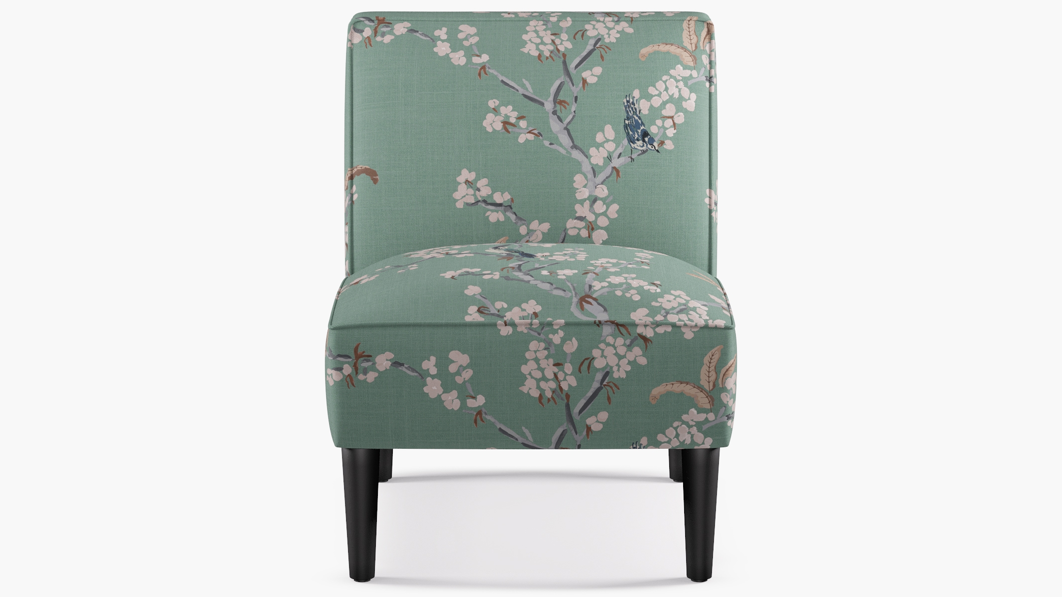Mid-Century Accent Chair, Mint Cherry Blossom, Black - Image 0