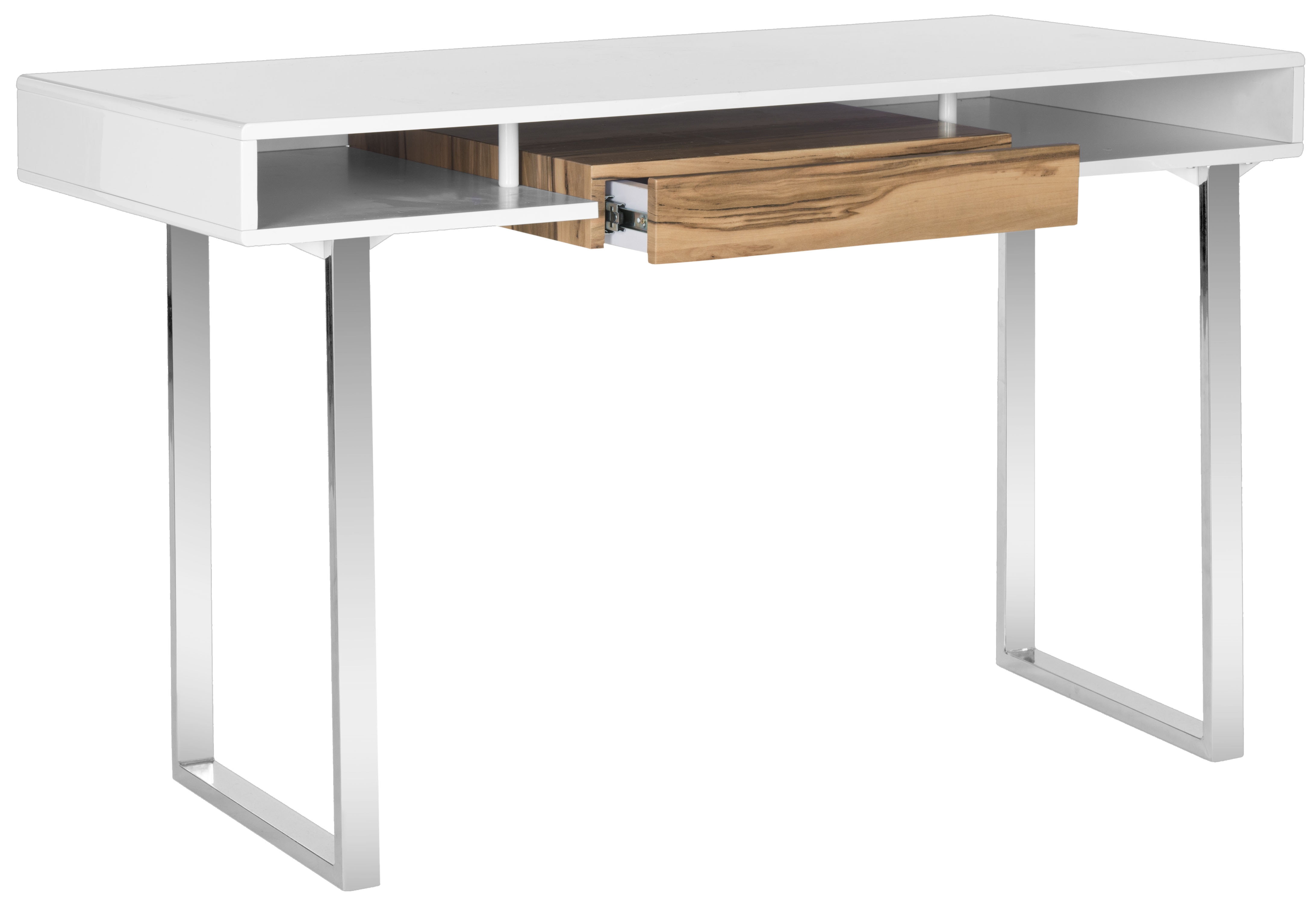 Metropolitan Computer Desk - Natural/White/Chrome - Safavieh - Image 1
