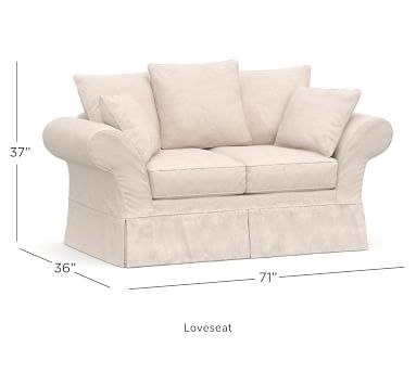 Charleston Slipcovered Loveseat 71", Polyester Wrapped Cushions, Park Weave Oatmeal - Image 4