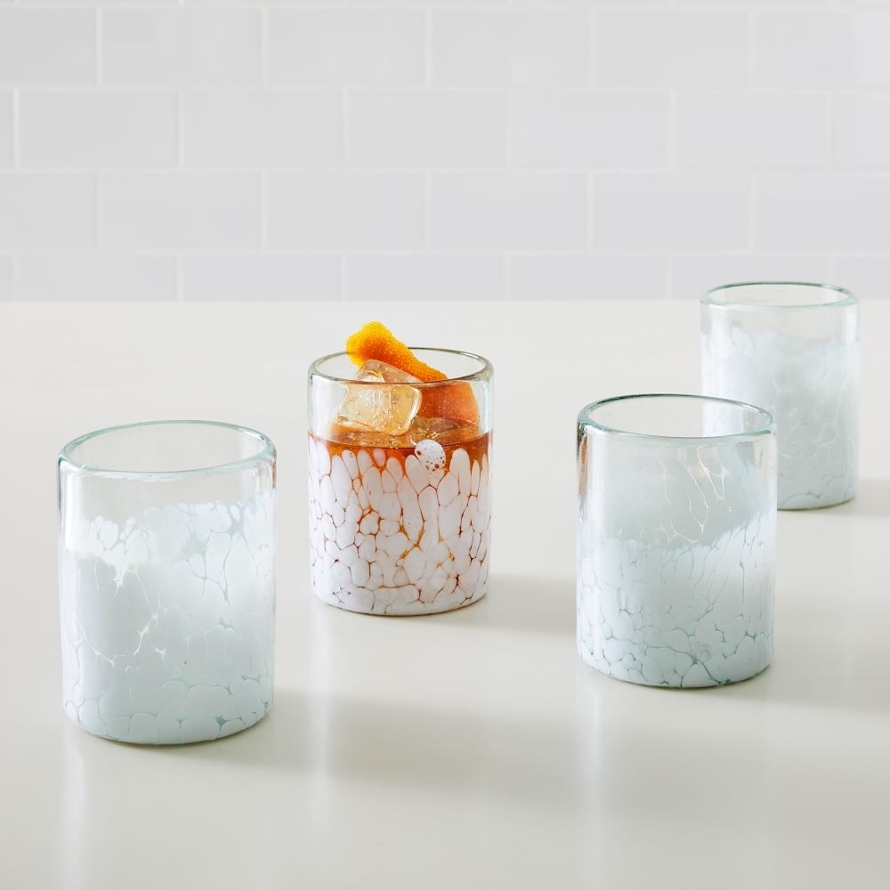 Confetti Glassware, White, Double Old Fashioned, Set of 4 - Image 0