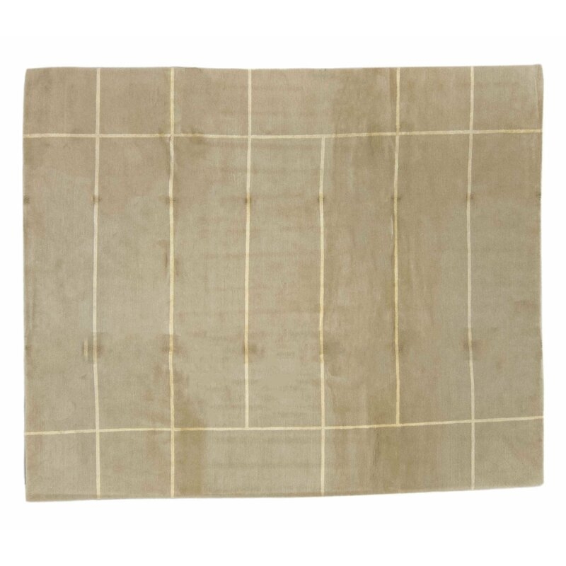 Tufenkian Striped Hand-Knotted Wool/Silk Gray Area Rug Rug Size: Rectangle 3' x 5' - Image 0