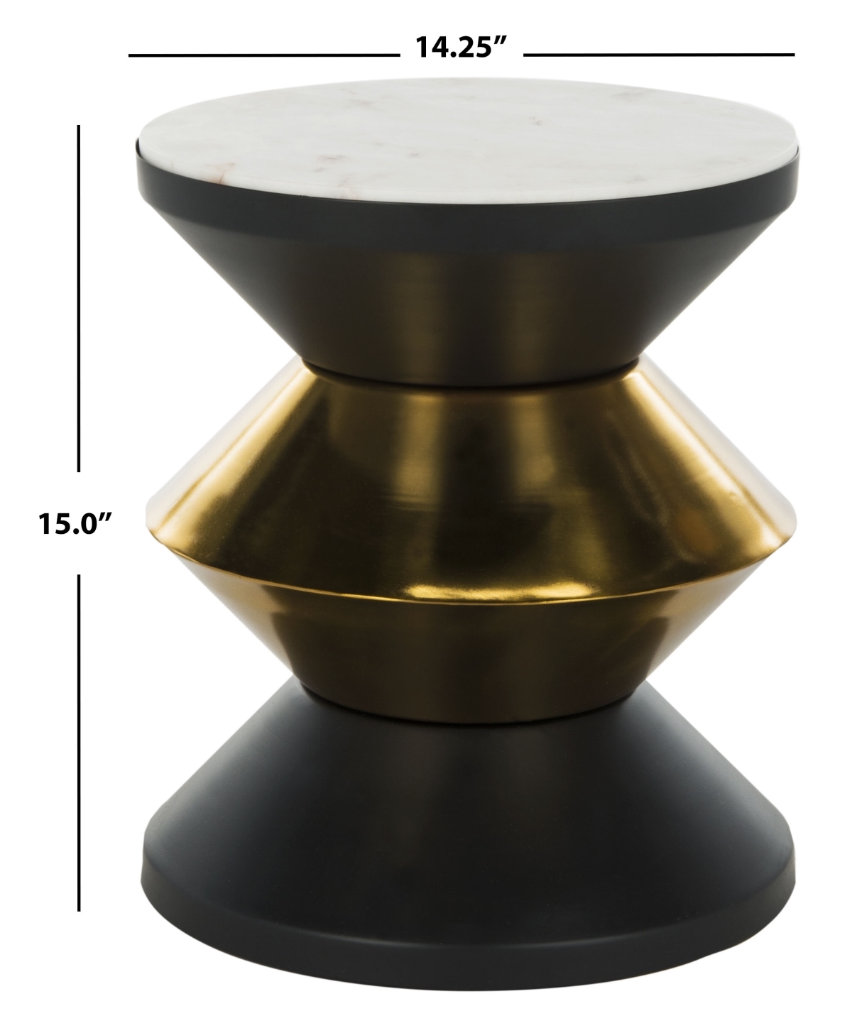 Azizi Stone Top Side Table - Black / Gold - Safavieh - Image 5