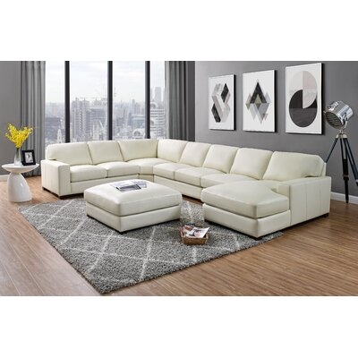 Gabriel Leather 166.5" Right Hand Facing Modular Sectional with Ottoman - Image 0