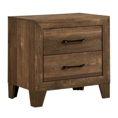 Rustic 2 Drawer Wooden Nightstand With Grain Details, Brown - Image 0
