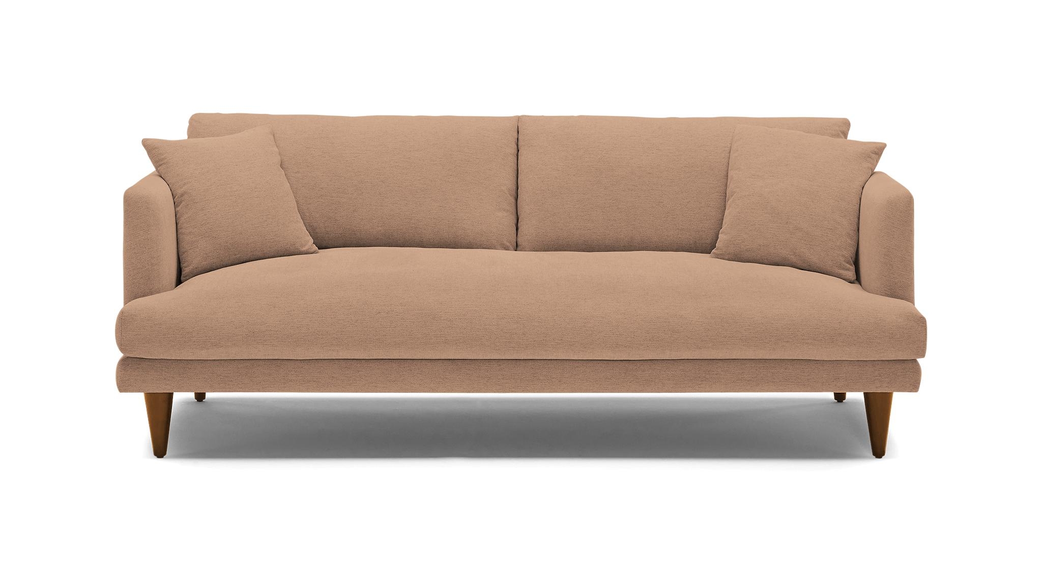 Pink Lewis Mid Century Modern Sofa - Royale Blush - Mocha - Cone - Image 0