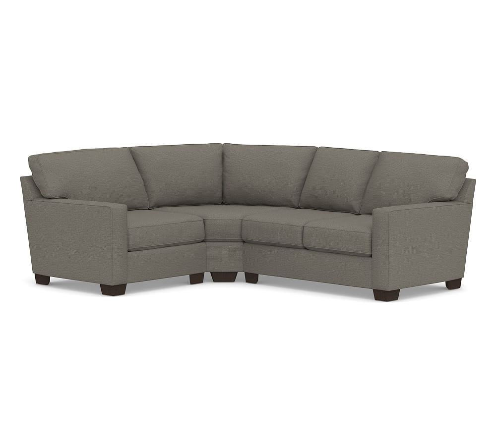 Buchanan Square Arm Upholstered Right Arm 3-Piece Wedge Sectional, Polyester Wrapped Cushions, Chunky Basketweave Metal - Image 0