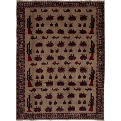 One-of-a-Kind Raef Hand-Knotted 2010s Ushak Beige/Brown 6'11" x 9'4" Wool Area Rug - Image 0