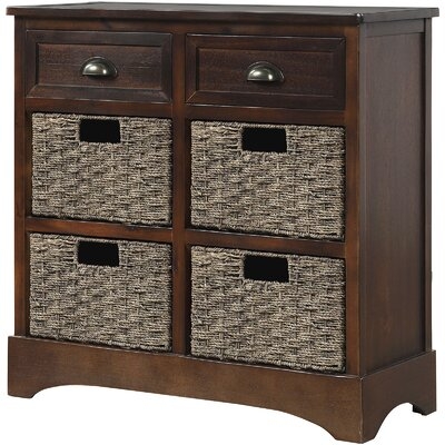 Rustic Storage Cabinet With 2 Drawers And 4 Classic Fabric Baskets, Suitable For Kitchen/Dining/Entrance/Living Room, Accent Furniture - Image 0