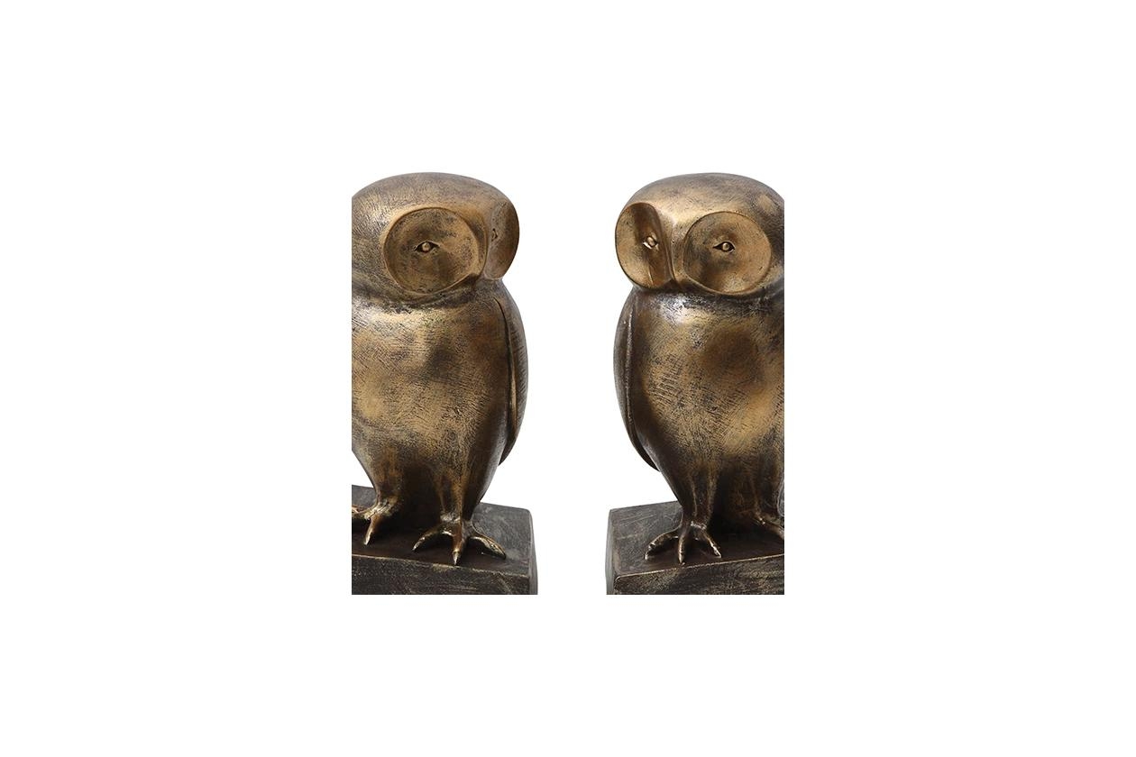 Resin Owl Shaped Bookends, Bronze Finish, Set of 2 - Image 1