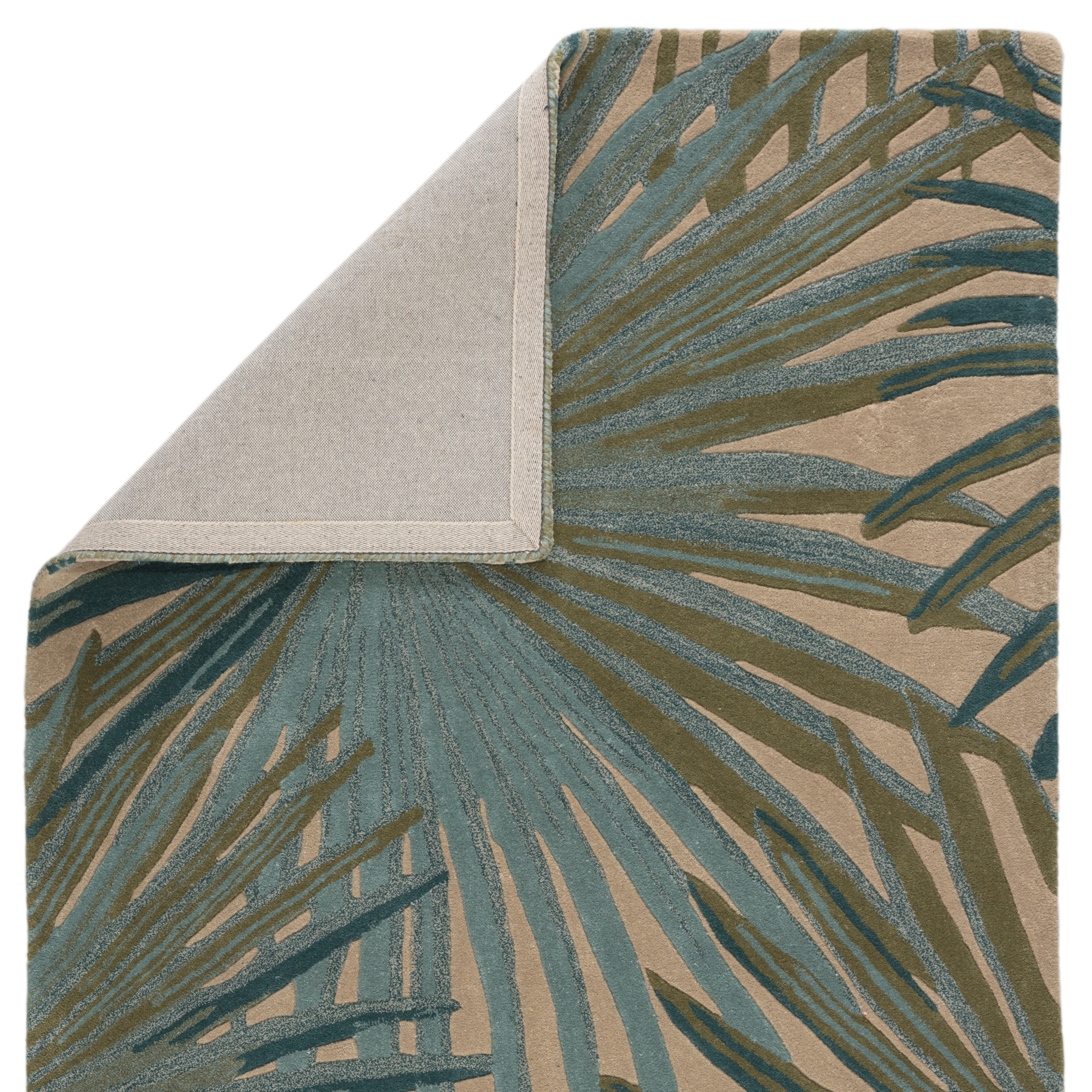 Palmetto Handmade Floral Blue/ Green Area Rug  (9'X12') - Image 2