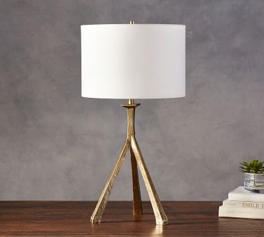 Easton Forged-Iron 26.5" Tripod Table Lamp, Forged Iron Brass - Image 2