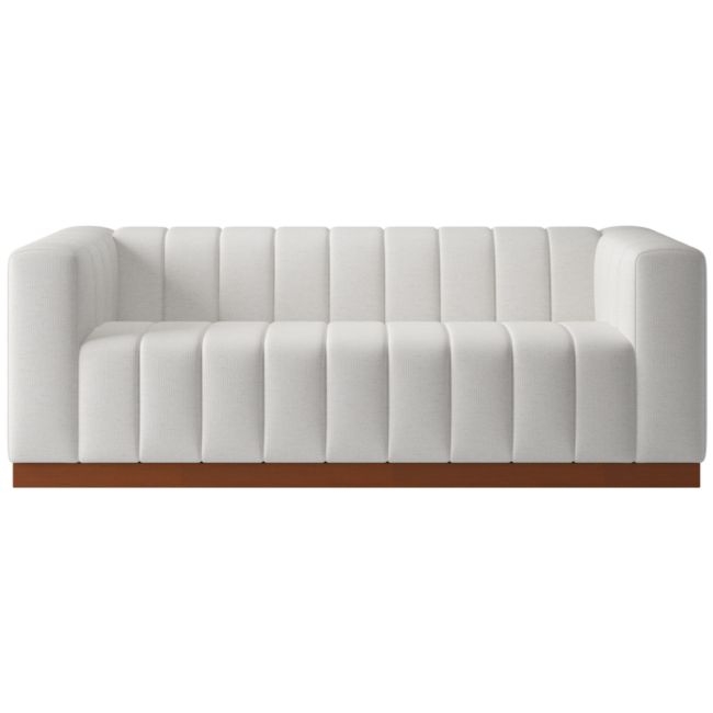 Forte 81" Channeled Sofa with Walnut Base Curious Linen - Image 0