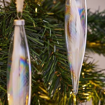 Teardrop Ice Feather Ornament, Glass, Set of 3 - Image 1