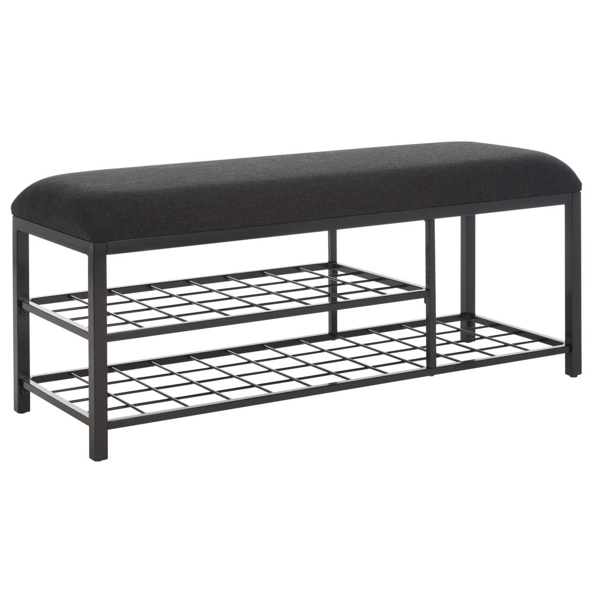 Milligan Open Shelf Bench With Cushion - Black - Safavieh - Image 5