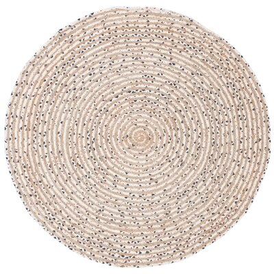 Round Criddle Striped Handmade Tufted Taupe/Ivory Area Rug - Image 0