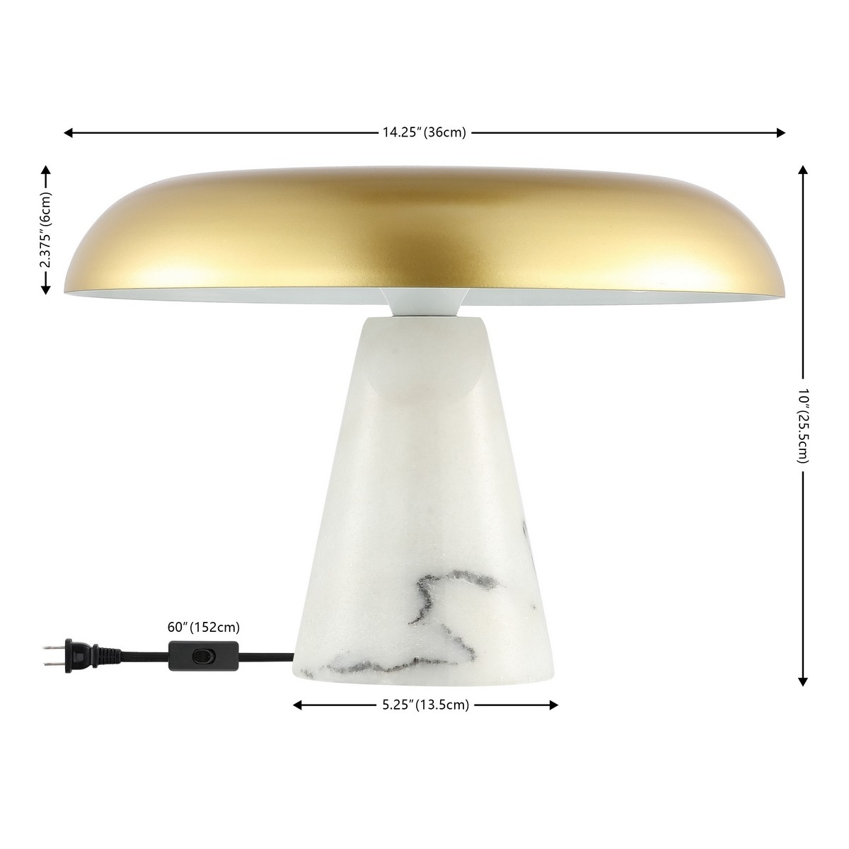 Vaughan 10 Inch Table Lamp - Brass/White Marble - Image 4