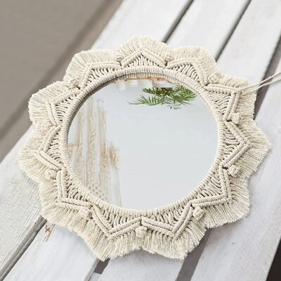 Macrame Wall Mirror Round Mirror With Macrame Fringe,_1.5 - Image 0
