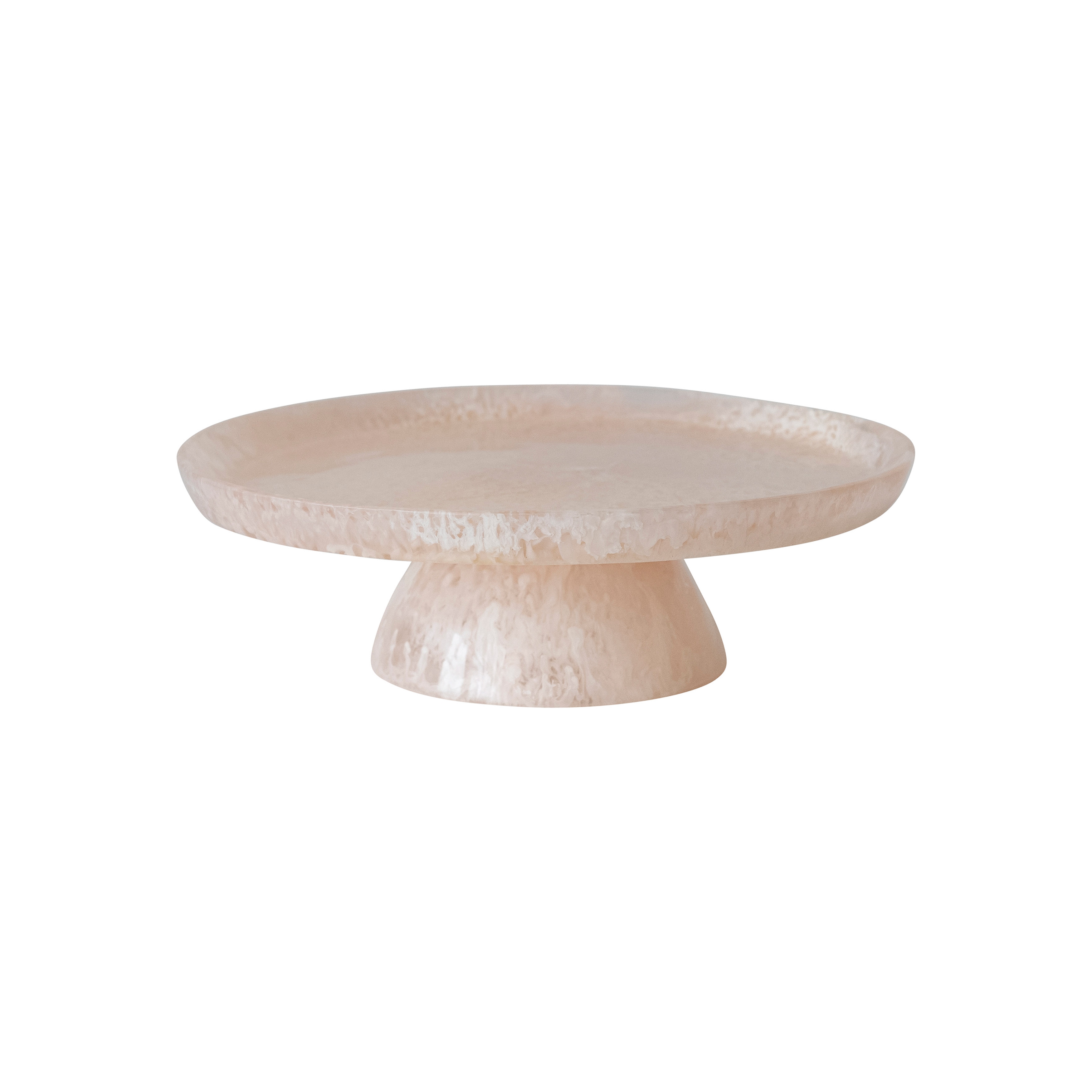 Matte Marbled Resin Food Pedestal, Blush Pink - Image 0