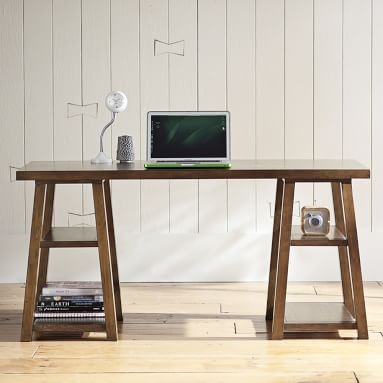 Customize-It Simple Trestle Desk, Brushed Fog, In-Home - Image 3
