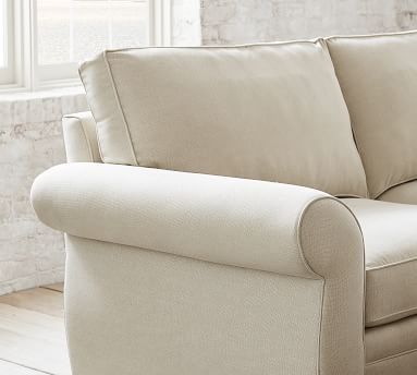 Pearce Roll Arm Upholstered 3-Piece L-Shaped Wedge Sectional, Down Blend Wrapped Cushions, Performance Boucle Oatmeal - Image 1