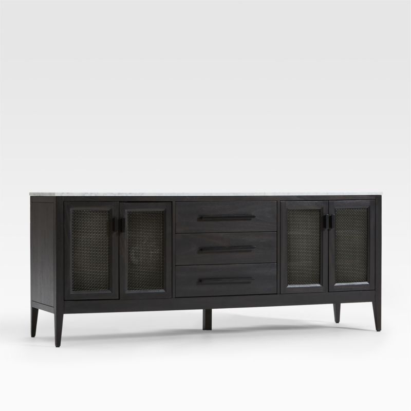 Enzo 72" Black Storage Media Console with Marble Top - Image 2