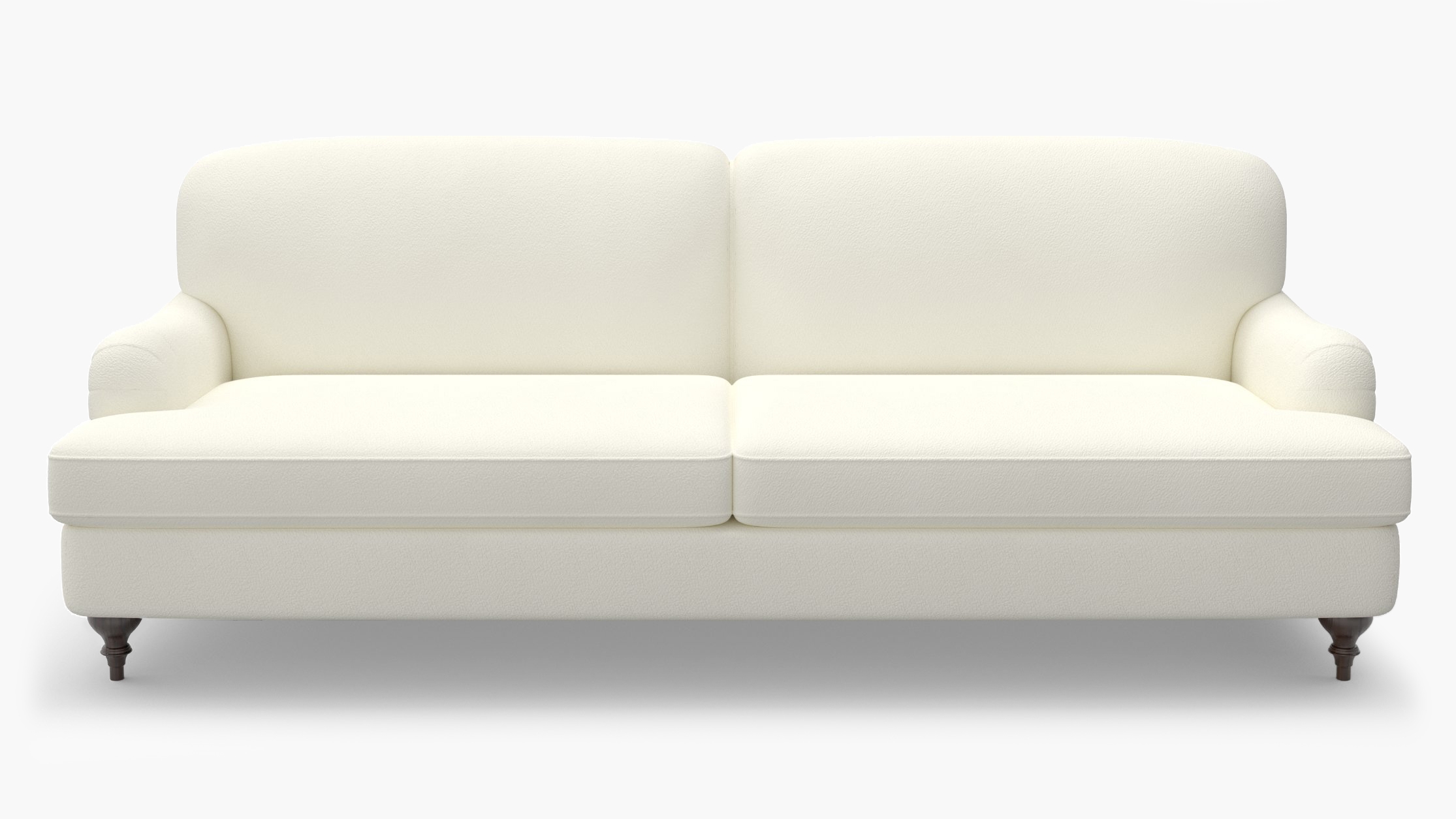 English Roll Arm Sofa, Sheepskin, Espresso Turned Wood Leg - Image 0