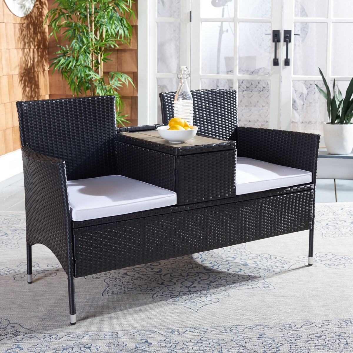 Viora Loveseat - Black / White - Safavieh - Image 1