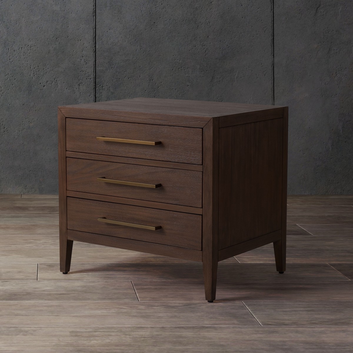 Ariella 3 Drawer Wood Nightstand - Brown - Image 1