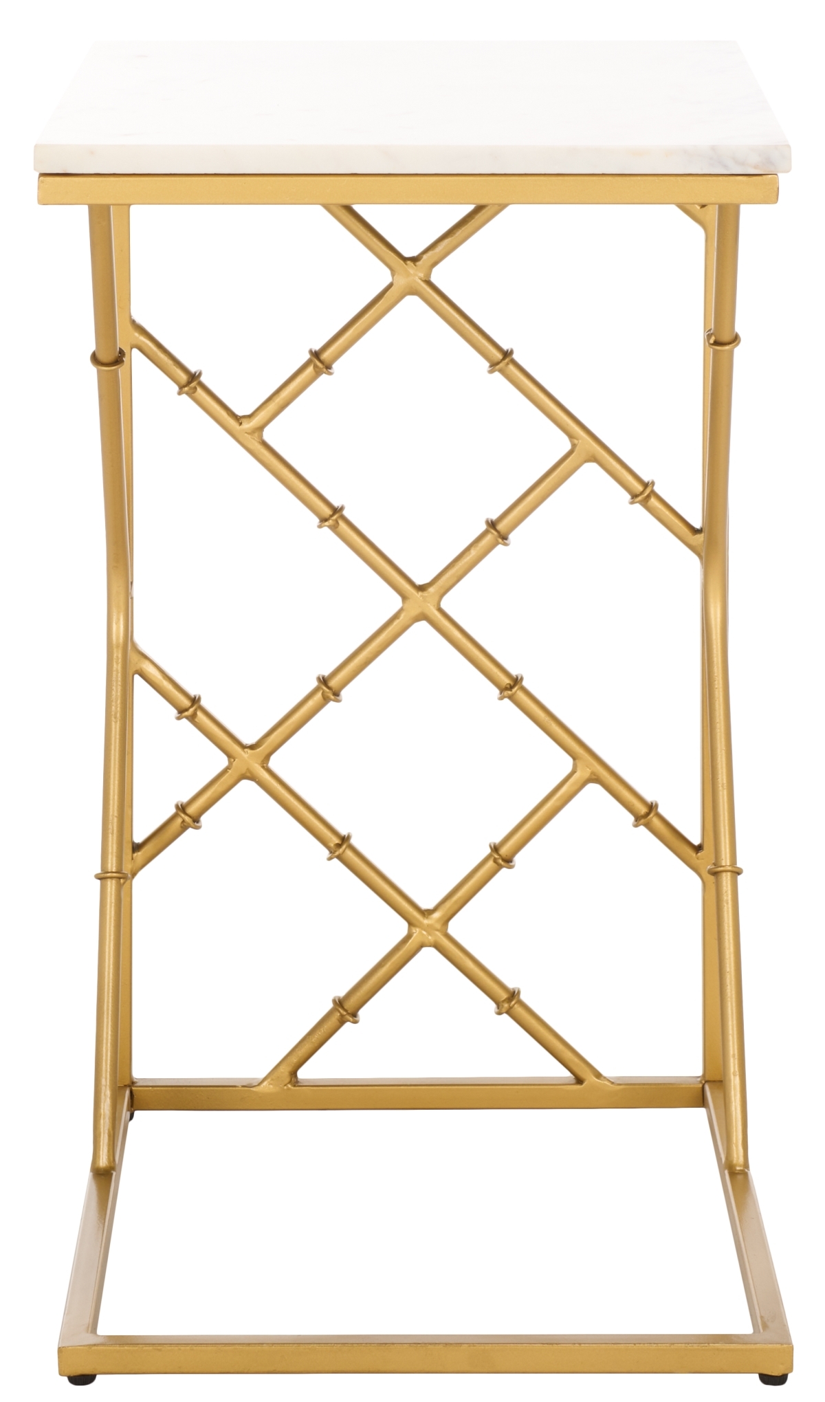 Keston Marble C-Table - White Marble / Gold - Safavieh - Image 0