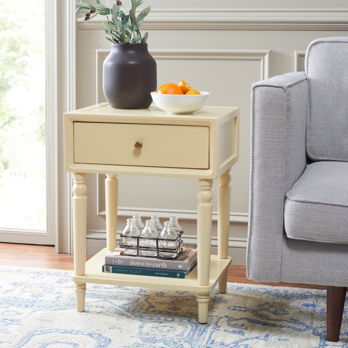 Siobhan Accent Table With Storage Drawer - Vanilla - Safavieh - Image 1