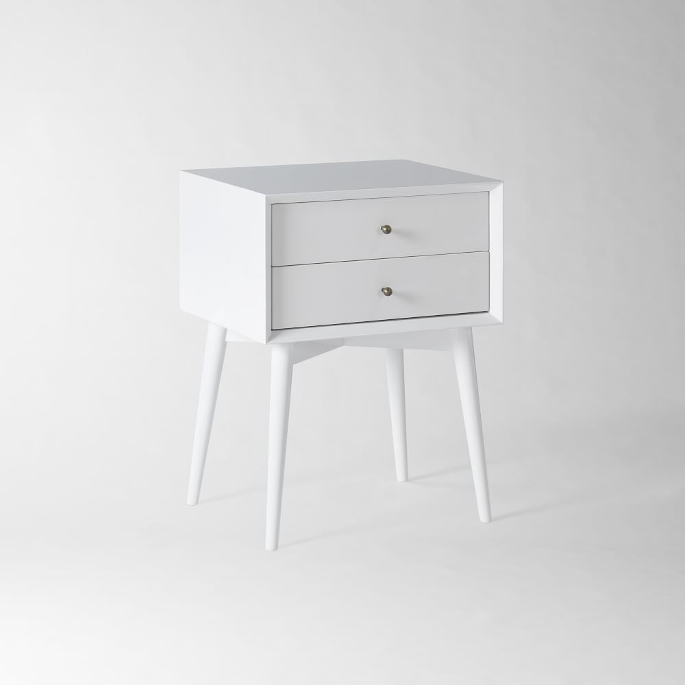 Mid-Century (17.5") Nightstand, White Lacquer - Image 0