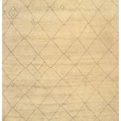 Modern Moroccan Hand-Knotted Wool Ivory Area Rug - Image 0