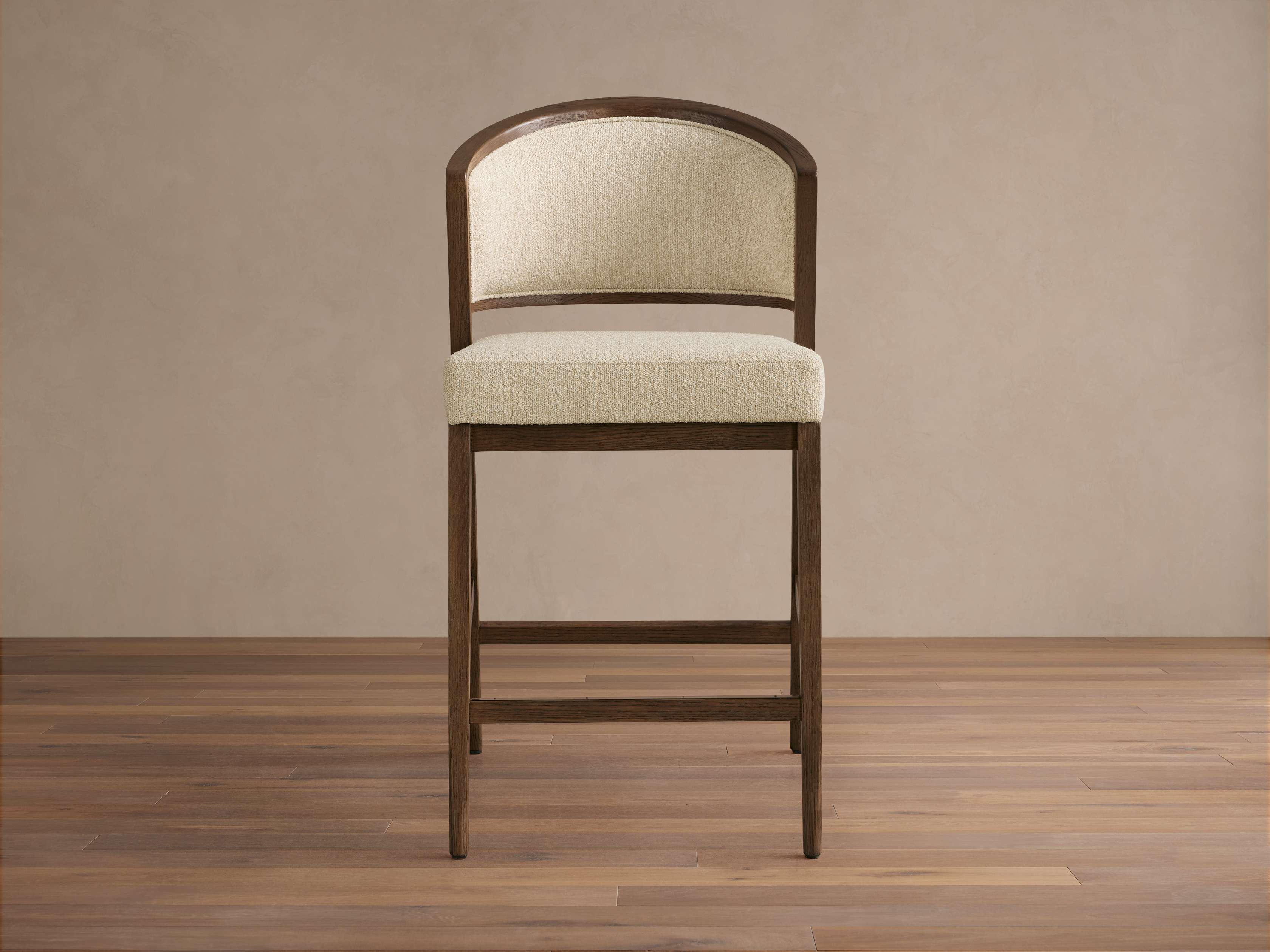 Aimee Back Armless Counter Stool Upholstered in Natural - Image 0