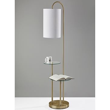 Deco Shelf Floor Lamp, Antique Brass - Image 2