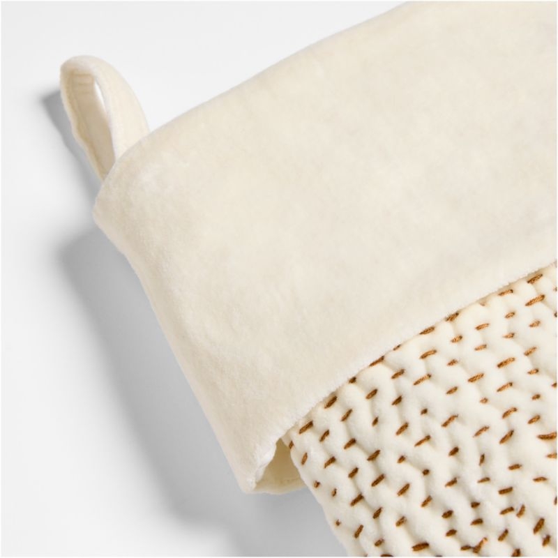 Sashiko Ivory Velvet Christmas Stocking - Image 2