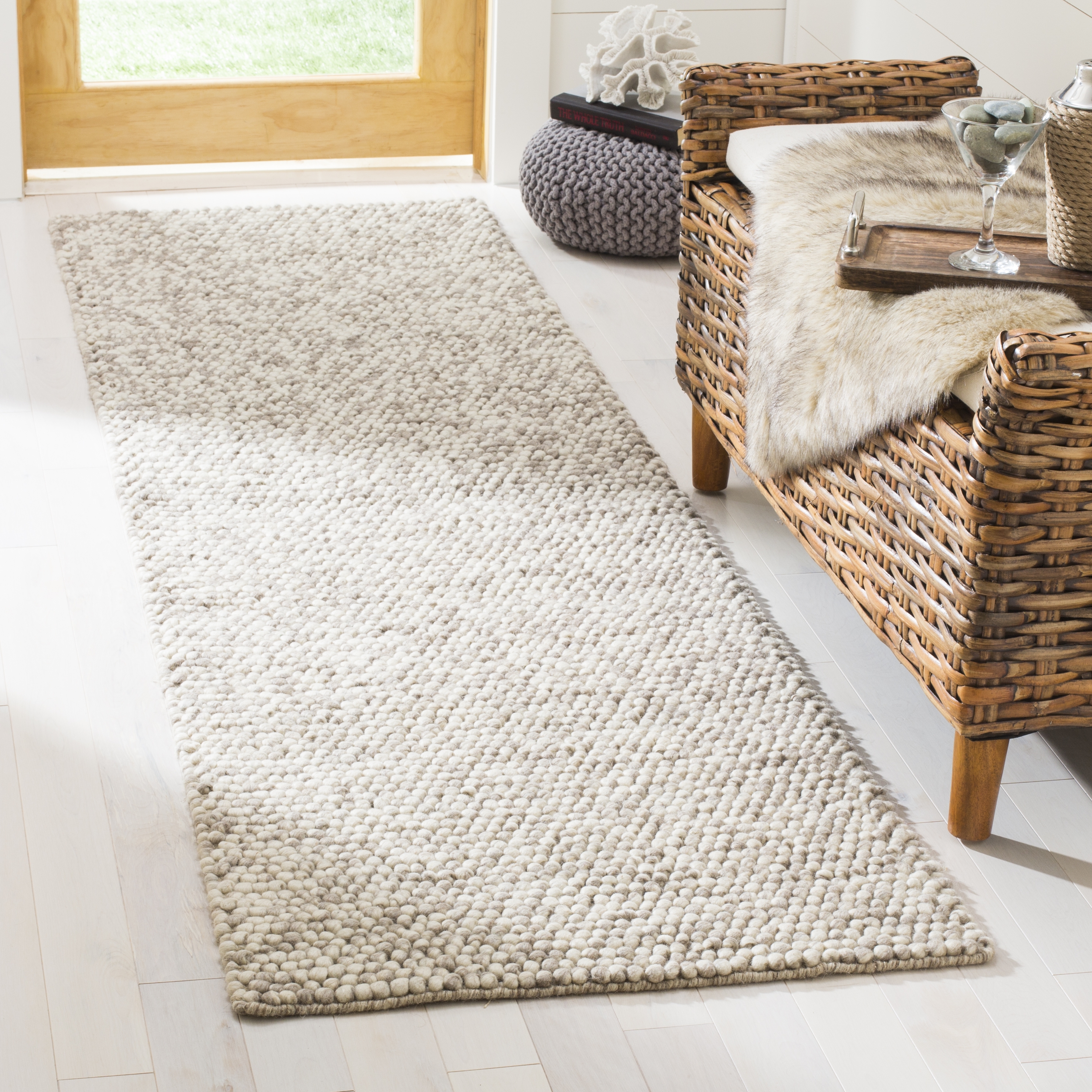 Arlo Home Hand Woven Area Rug, NAT620B, Beige,  2' 3" X 8' - Image 1