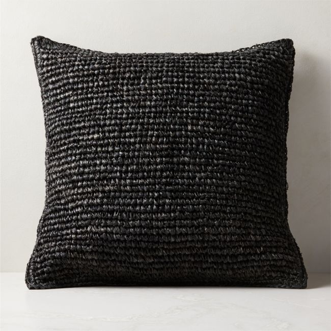 23" Sisal Black Pillow With Feather-Down Insert - Image 0