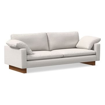 Harmony Petite 92" Sofa, Down Blend, Performance Coastal Linen, White, Dark Walnut - Image 0