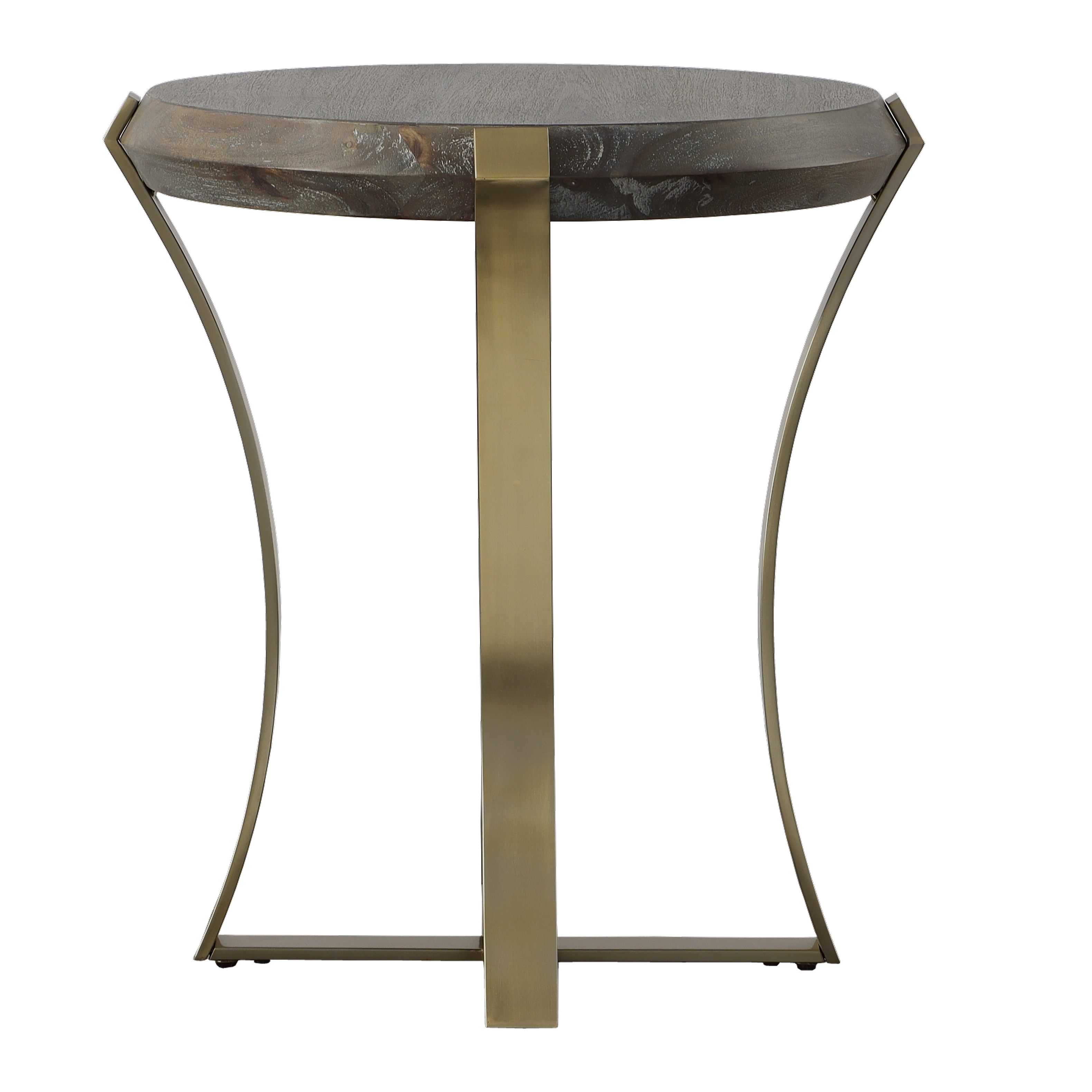 Unite Brass Leg Wood Side Table - Image 2