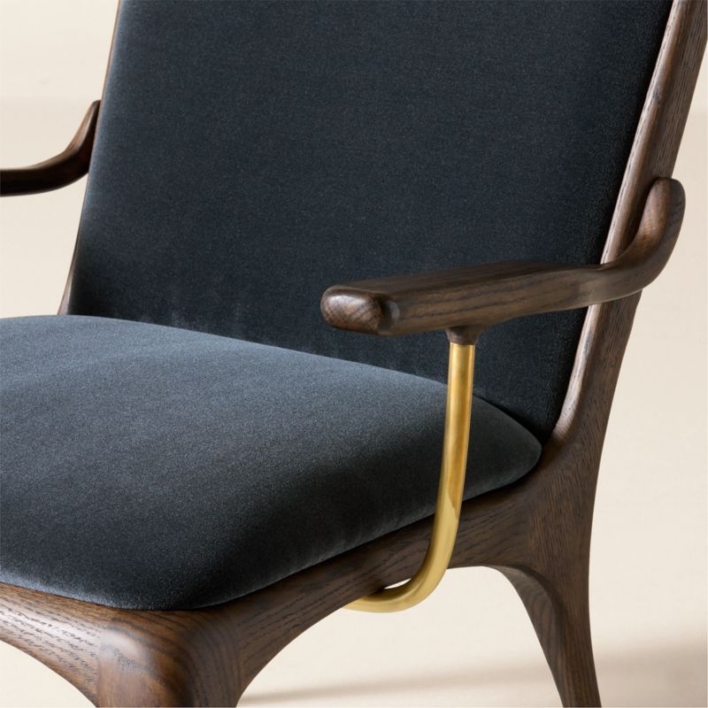 Colby Blue Faux Mohair Accent Chair with Oak Frame - Image 1