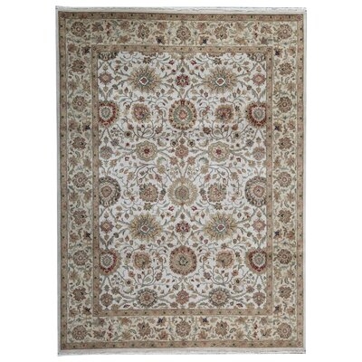 One-of-a-Kind Modn Mughal Hand-Knotted Taupe/Ivory 9' x 12'3" Wool Area Rug - Image 0