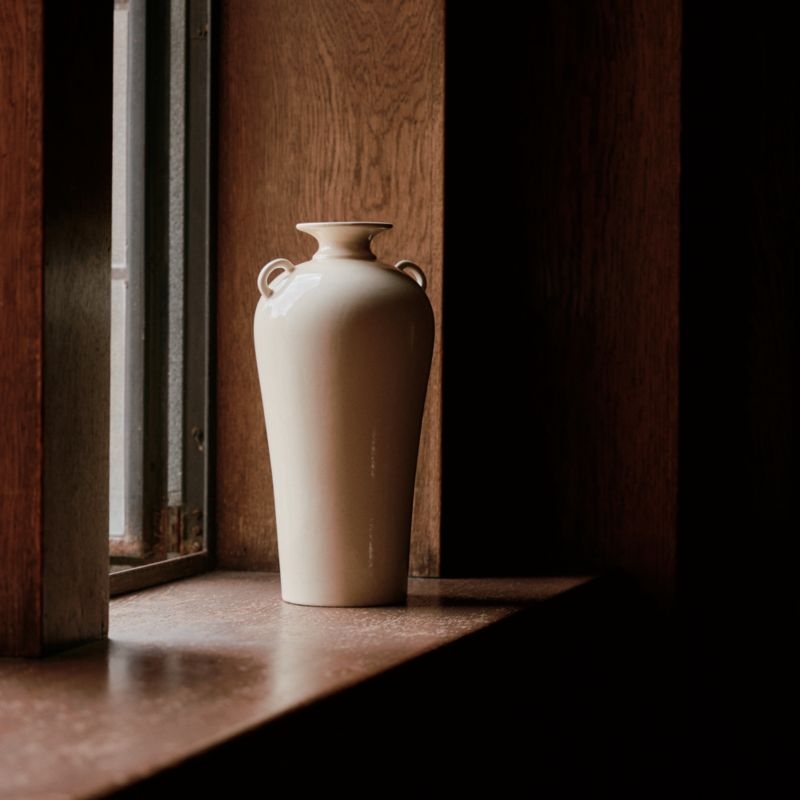 Ephemere Light Beige Ceramic Vase 14" by Athena Calderone - Image 1