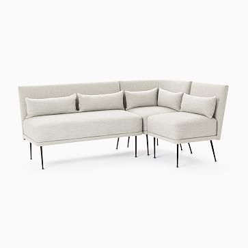 Modern Banquette Pack 2: 1 Bench + 1 Single + Round Corner,Deco Weave,Pearl Gray,Antique Bronze - Image 1
